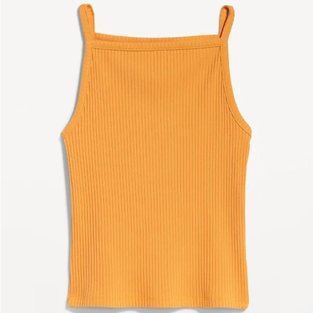 Old Navy Women's Orange High Square Neck Ribbed Tank Top size small